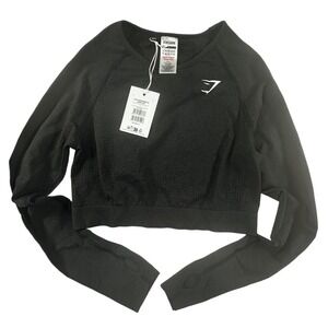 Gymshark Vital Seamless Long Sleeve Crop Top Black Women's Size‎ Small Nw